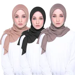 Роскошный мягкий шифоновый бантик мусульманская женская шаль тюрбан модный простой мгновенный внутренний хиджаб готов носить головной