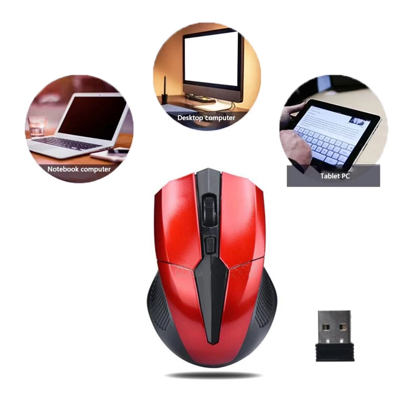 USB беспроводной красный высококачественный 2,0 приемник Оптический 1600-2000 dpi компьютер 2,4 ГГц эргономичная мышь для ноутбука ПК эргономичная мышь