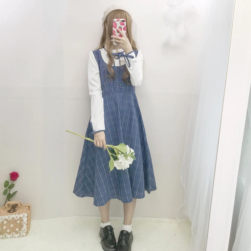 Для женщин Kawaii элегантный дизайн в клетку с оборками и бантом искусственного