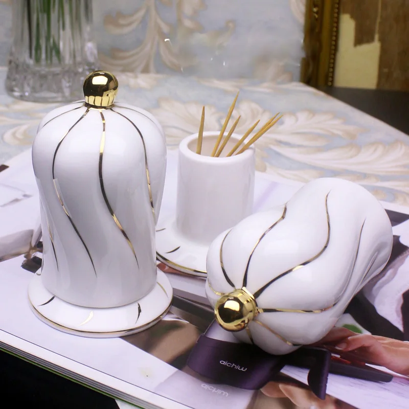Delicate white ceramic toothpick box fashion home furnishings toothpick holderToothpick Holders