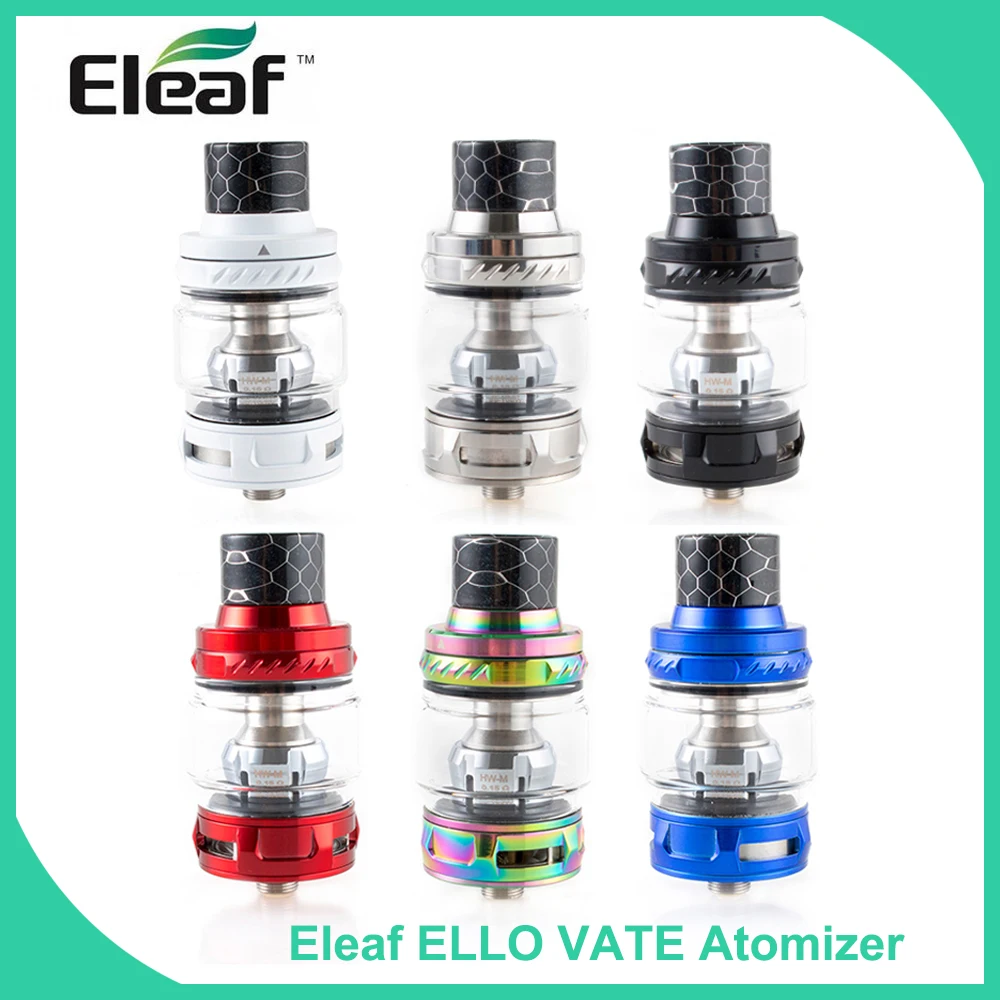 

Original Eleaf Atomizer Eleaf ELLO VATE Tank Sub Ohm 6.5ml with HW-M 0.15ohm/ HW-N 0.2ohm coil head for istick pico S