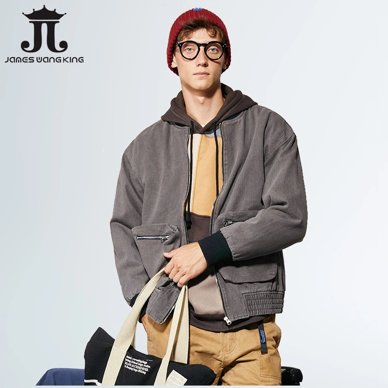 

Mens Casual Plus Size Pure Cotton Zipper Up Solid Color Baseball Jacket Men's Stand Collar Embroidery Jacket -Size Fit Euro/US