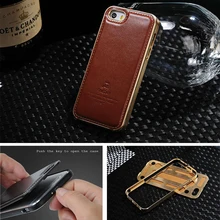 D’origine FINEDAY Cuir Véritable Couverture Arrière Avec Prime En Aluminium En Métal cadre Cas pour Apple iPhone 5 5S SE Peau Sac accessoires