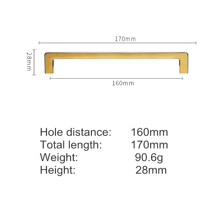 Современные Высокое качество золото, цинк мебели сплава дверная ручка, шкафчик ручки и ручки выдвижных ящиков Кухня кабинет ручки - Цвет: GP-160mm