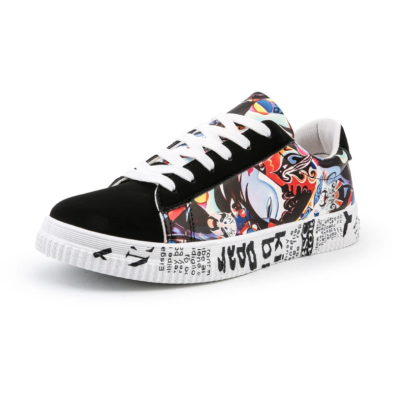 

2019 new spring autumn male canvas lace-up white shoes men color breathable shoes casual men shoes sneakers Print sneakers 65805