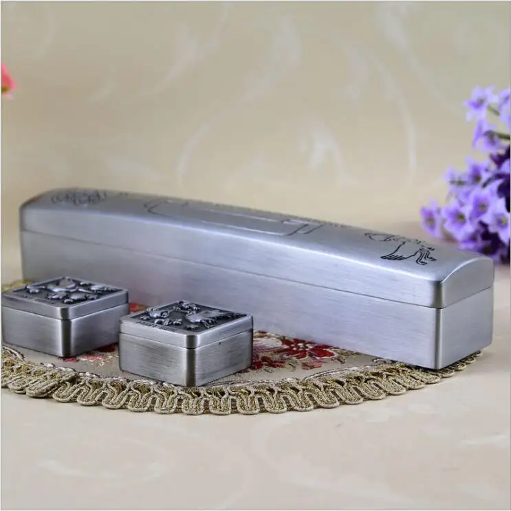 

Rectangle Metal Certificate Graduation storage Box Baby Gift for First Tooth and First Curl Boxes Trinket Case organizer Z115