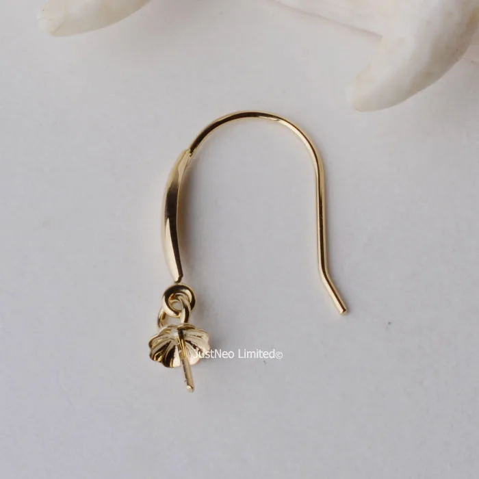 18k Gold Earring Hooks With Eyepin Bead Caps Yellow White Rose 18k Gold Earring Hooks With Eyepin Bead Caps Yellow White Rose Karat Solid 18ct