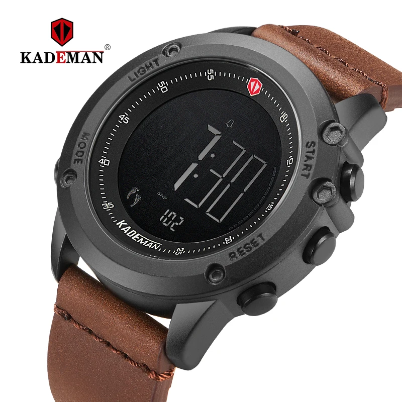 حار بيع العسكرية الرياضة ساعة رجالي شاشة ديجيتال للماء جلدية ووتش الرجال الفاخرة العلامة التجارية LED في الهواء الطلق الذكور المعصم