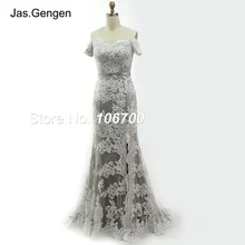 Реальные фотографии Русалка вечернее платье халат de soiree вышивка кружева бисером Милая с плеча спереди разрезы Свадебные платья выпускного вечера