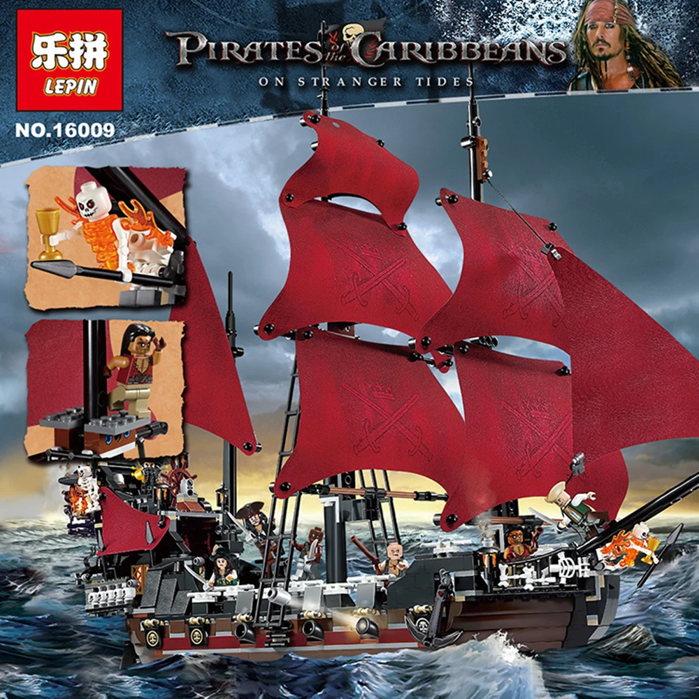 New font b LEPIN b font 16009 1151pcs Queen Anne s revenge Pirates of the Caribbean