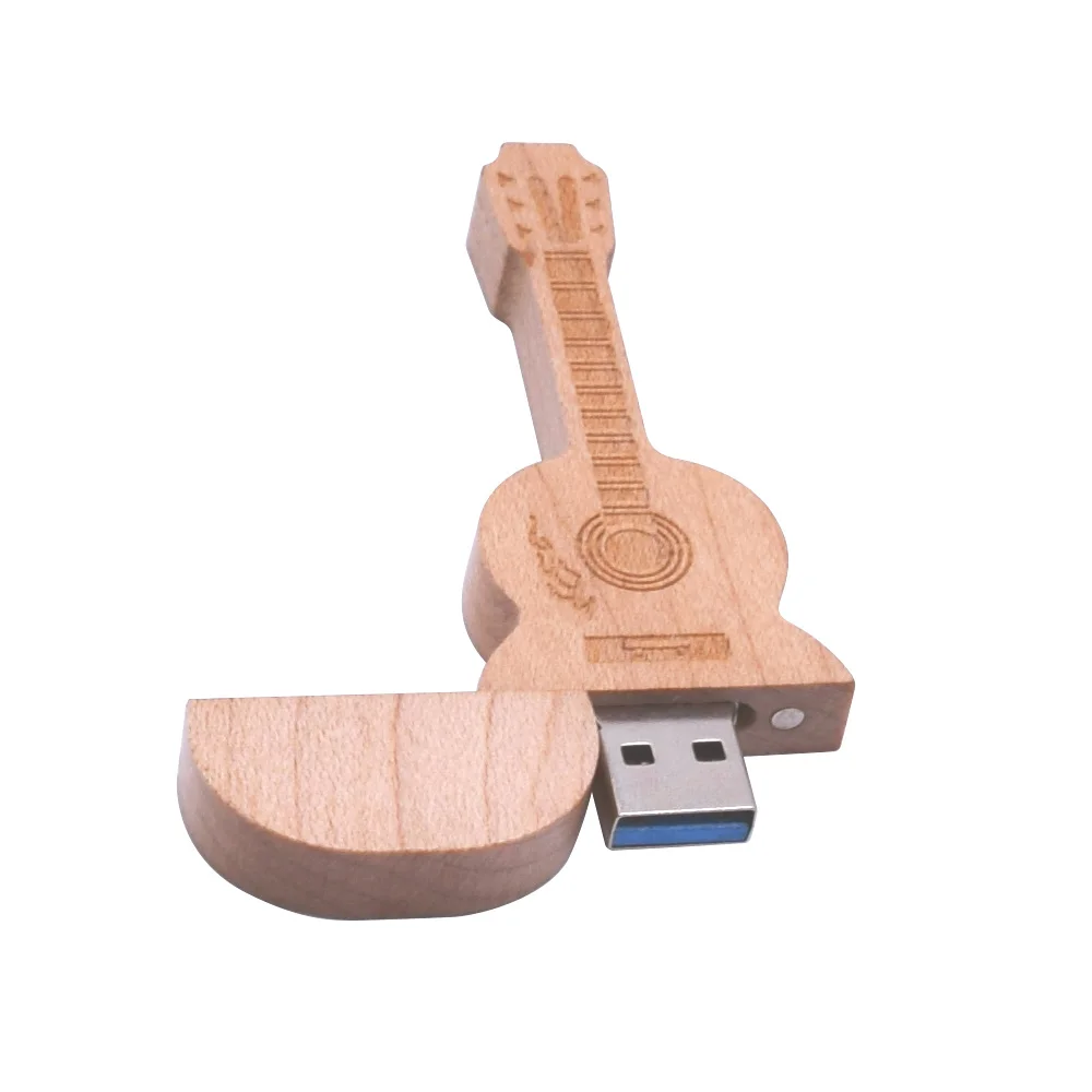 Клен деревянные USB флеш-накопители 3,0 Гитарный USB с коробкой 8 ГБ 16 ГБ 32 ГБ 64 Гб 128 ГБ USB флешка более 10 шт. Настройка логотипа для подарка