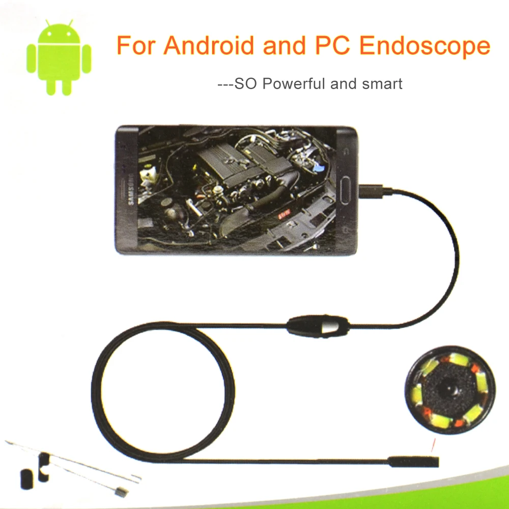 

5M 7mm Endoscope Camera Waterproof Inspection Borescope Camera for Android PC Notebook 6LEDs Adjustable