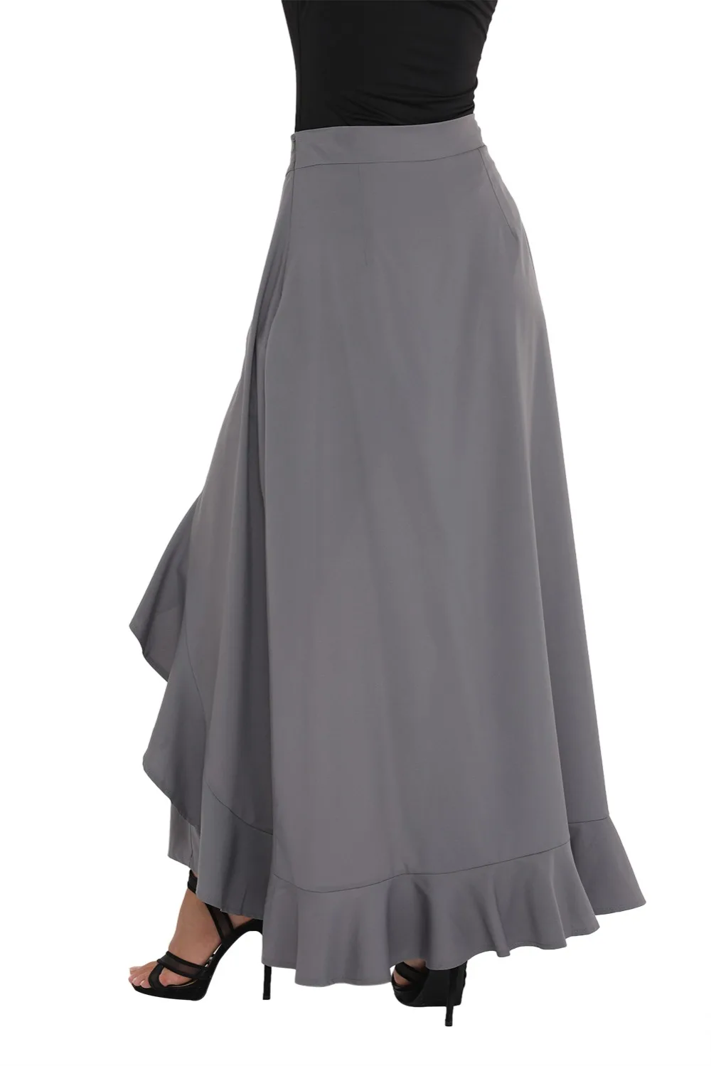 Grey-Chiffon-Tie-Waist-Ruffle-Palazzo-Pants-LC77034-11-3