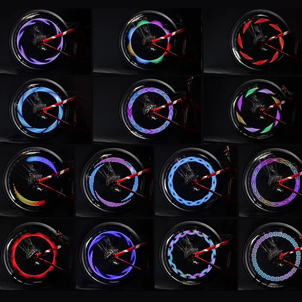 30 pattern Bike lights LED Bicycle decorative lights Riding cool Hot wheels warning light spoke lights Mountain Bike accessories