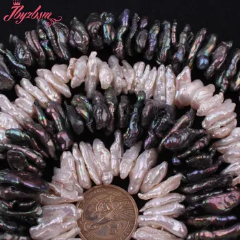 

6x15-10x18mm Natural Freshwater Pearl Freeform Stone Beads Strand 14.5" For DIY Necklace Bracelets Jewelry Making,Free Shipping