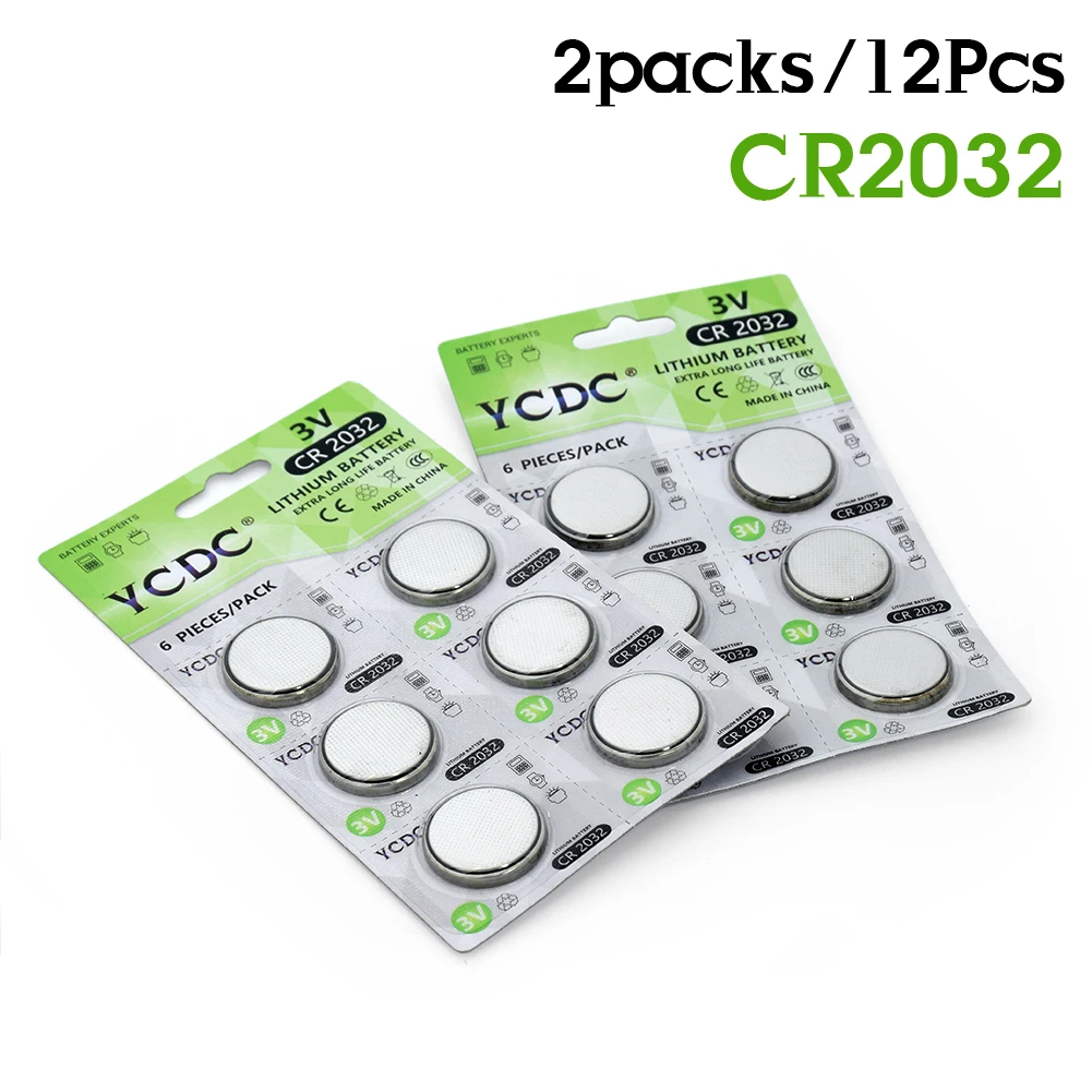 

YCDC 3V Lithium Coin Cells Button Battery CR2032 DL2032 5004LC KL2032 12Pcs lithium coin cell clock battery x12