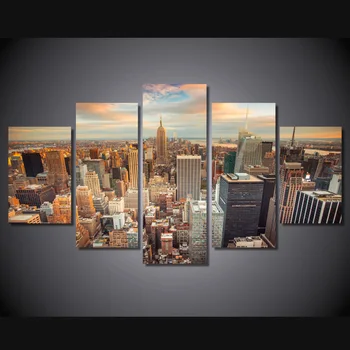 

5 Pcs/Set Framed HD Printed New York Empire State Building Wall Pictures Canvas Print Poster Asian Modern Painting Artwork