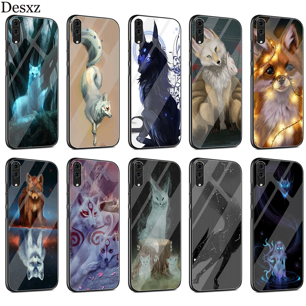 

Desxz Cute Fox Glass Case For Huawei P10 P20 Pro P Smart Mate 10 20 Lite Y6 Y9 Honor 7A 8X 9 10 2018 2019 Cover