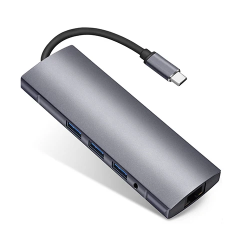 9 в 1 usb type C док-станция USB C до 4K HDMI/USB3.0/гигабитная сеть/PD зарядка/SD/TF кардридер/3,5 мм AUX для ноутбуков - Цвет: 9 IN 1 USB C DOCK