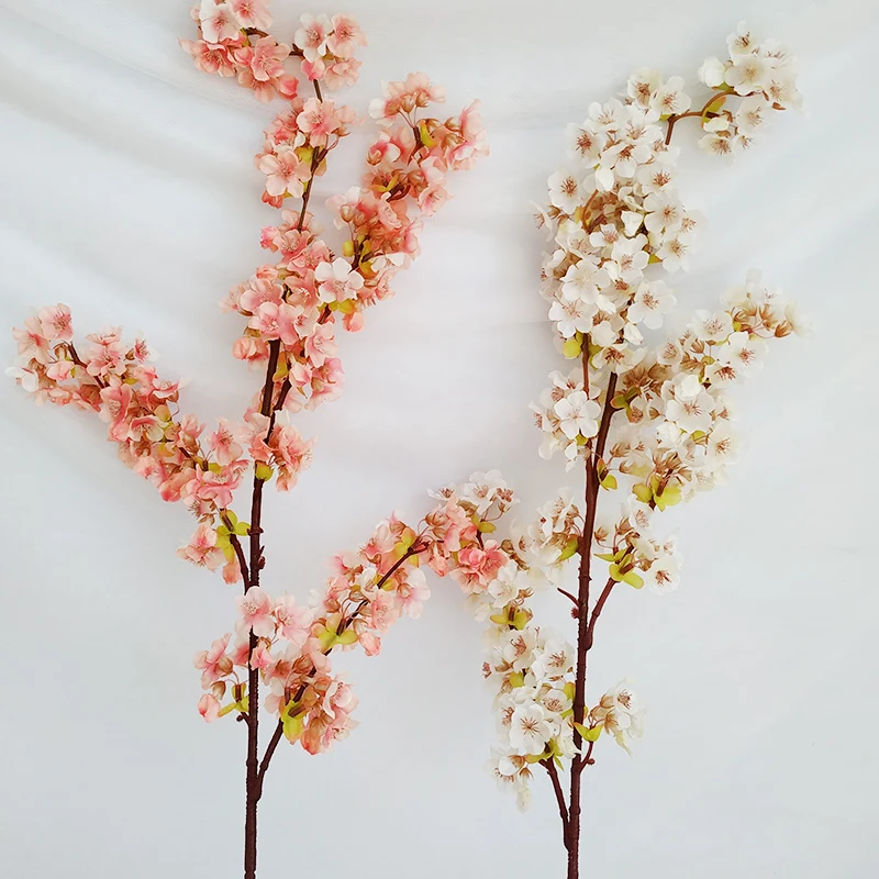 flor de melocotón 1 ramas artificiales de flores de cerezo de seda arreglos de flores artificiales para decoración del hogar 65 cm 66,04 cm Asdomo Amarillo boda 