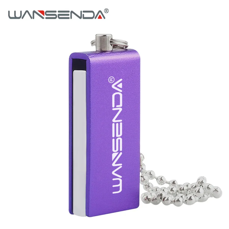 Вращающийся USB флеш-накопитель WANSENDA, водонепроницаемый флеш-накопитель, 4 ГБ, 8 ГБ, 16 ГБ, 32 ГБ, 64 ГБ, флешка, флеш-накопитель с цепочкой - Цвет: Фиолетовый
