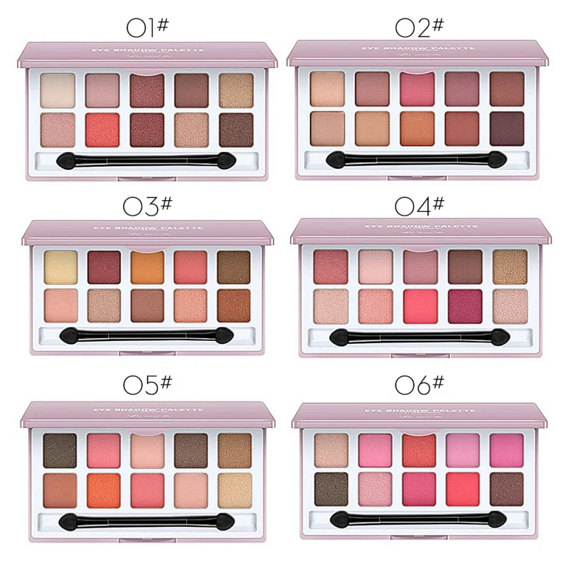 

10 Colors Professional Shimmer Eyeshadow Eye Palette Brush Diamond Matte with Shadow Waterproof Glitter