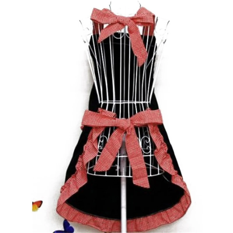 Cute Bib Apron Dress Flirty Vintage Kitchen Women Bowknot with Pocket Gift New
