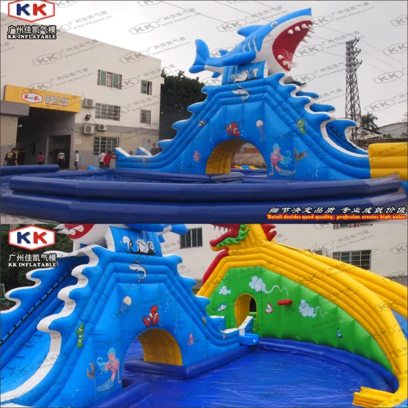 Dragon and shark Inflatable water park slide for sale, Adult inflatable water park pool equipment Dragon and shark Inflatable water park slide for sale, Adult inflatable water park pool equipment