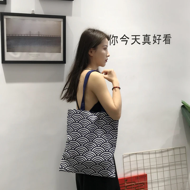 

Fashion Casual shoulder vest large capacity simple shopping bag with Japanese girls hand bag women simple package bag