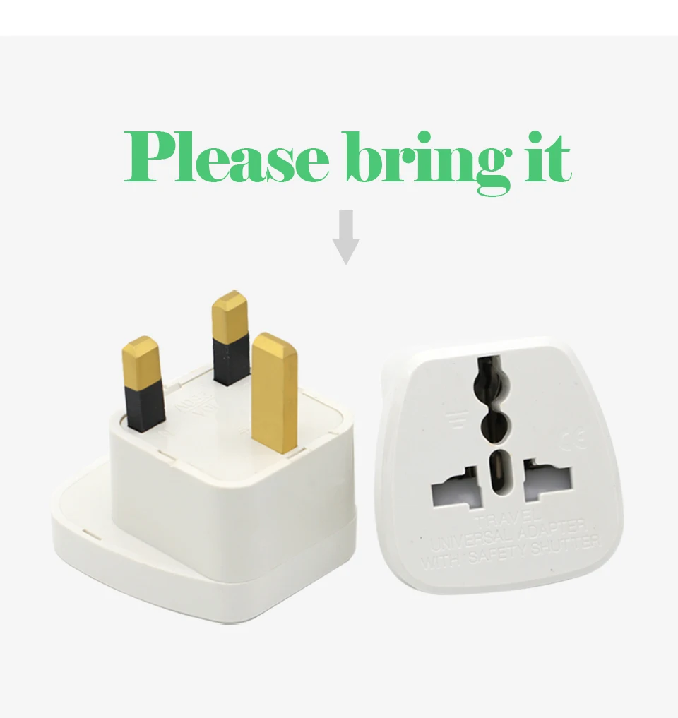 1PC Universal EU US AU TO UK Conversion Plug 2 Pin Socket EU to England Travel Charger Adapter For Electronic Charging (3)