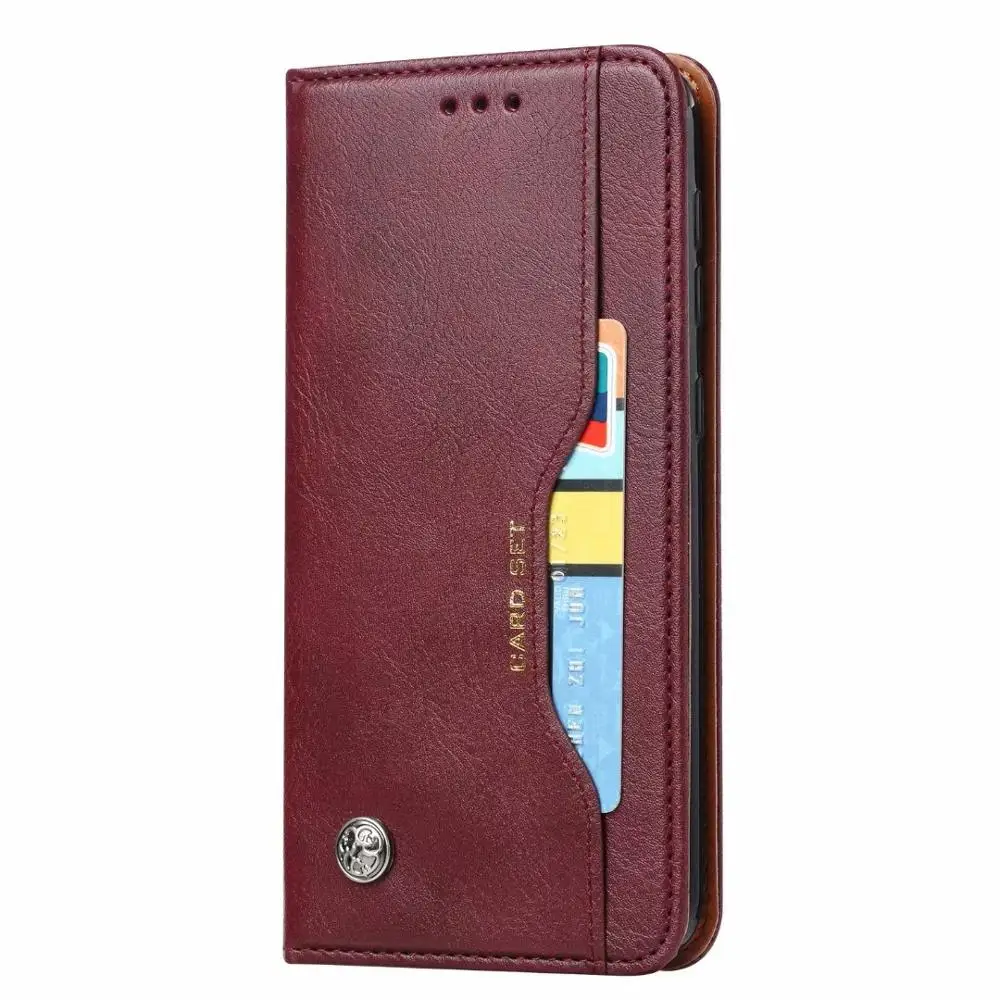 Wine Для Redmi Note 7 Чехол Флип из искусственной кожи слот для карт+ ТПУ чехол Xiaomi Redmi Note 7 крышка Магнитная подставка защитный экран - Цвет: Wine