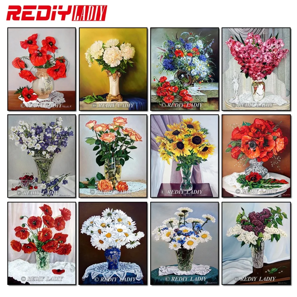 

REDIY LADIY 3D Diamond Embroidery Poppies Square Diamond Mosaic Flowers Pictures Of Rhinestones Hobbies And Crafts Needlework