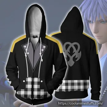 

Japan Anime Riku Keyblade Sweatshirts Cosplay Costumes Autumn men and women anime 3D Printing zipper Jacket Hooded sweater
