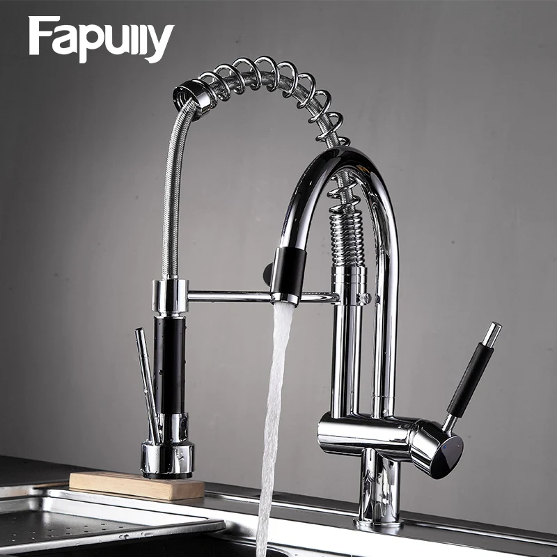 

Fapully Kitchen Sink Mixer Double Swivel Hand Spray Chrome 3-Function Water Outlet Rotatable Kitchen Faucet