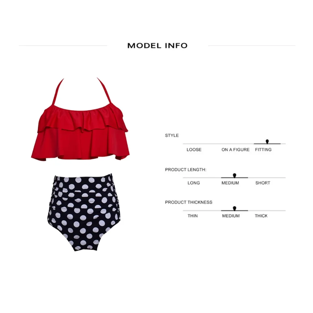 High Waist Swimsuit Woman Red Ruffle Solid Swimwear Two-piece Push Up Bikinis Bather Suit Tankini Swimsuit Fused biquini 4