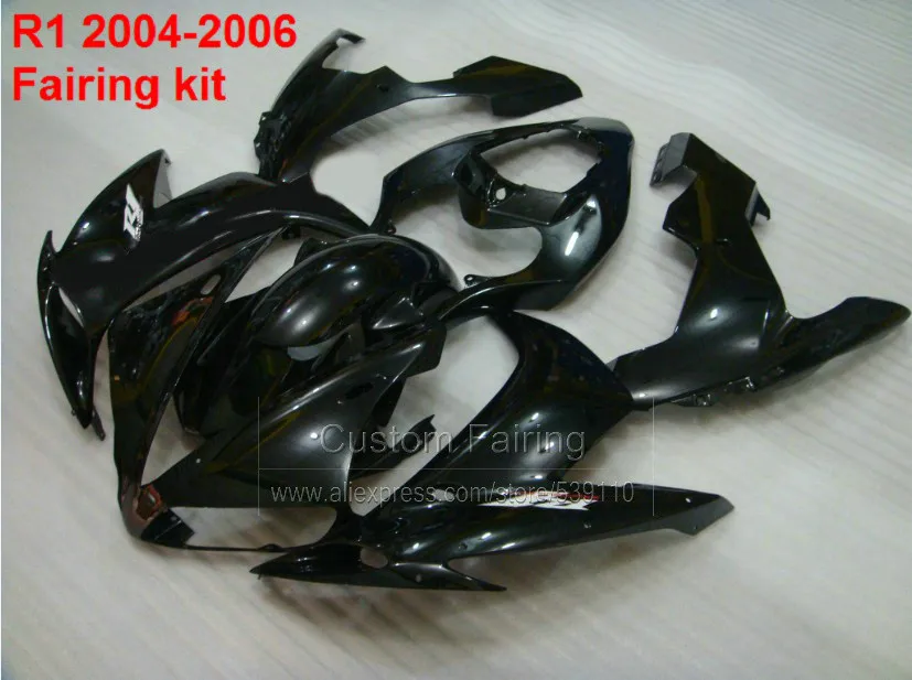 Abs Обтекатели для Yamaha YZF R1 2004 2005-2006 гг. 04 05 06(Pure Black) комплект обтекателей пользовательские литой SZ63