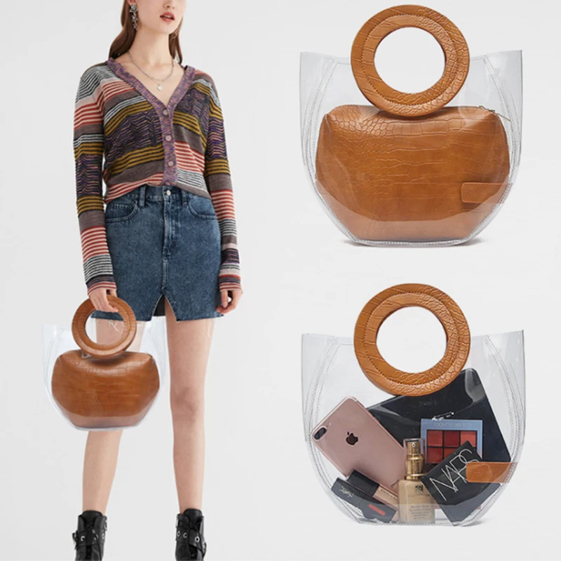 S.IKRR Summer mother bag transparent lady bag jelly multicolor luxury designer handbags high quality