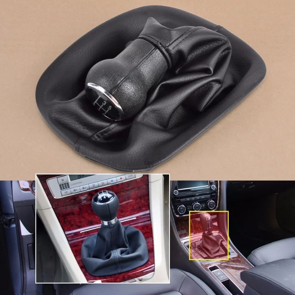 5 SPEED PU LEATHER Gear Shift Knob With Gaitor Leather Boot Cover For V