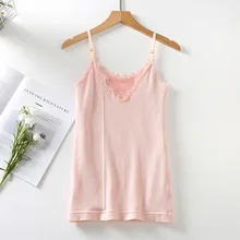 Camisoles женские эластичные плечевые ремни бесшовные кружева плюс бархат Теплый слинг зимний двойной жилет