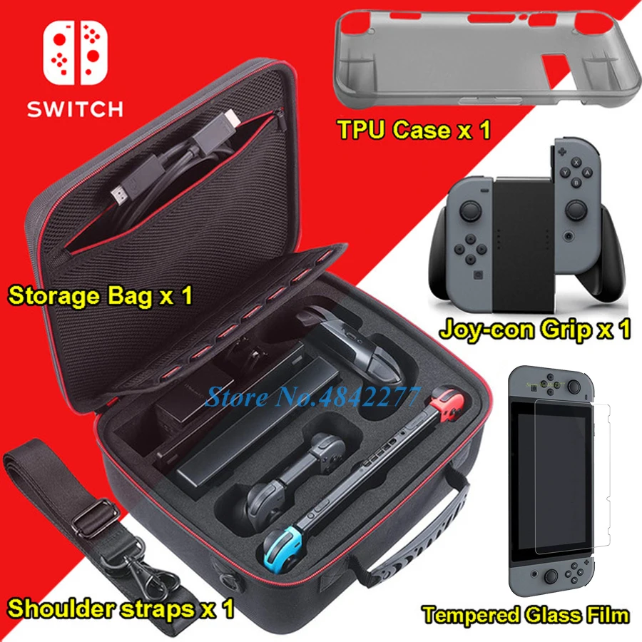 

New Nintend Switch Accessories Nintendoswitch Storage Case Portable Hard Bag Screen Protector Joy-con Handle Grips for Nintendo