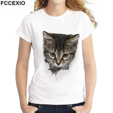 FCCEXIO 2019 Fashion 3D Cat Print Casual Harajuku Women T-Shirt Summer Short Sleeve Casual Round Neck Tops New Tees FCCEXIO 2019 Fashion 3D Cat Print Casual Harajuku Women T-Shirt Summer Short Sleeve Casual Round Neck Tops New Tees