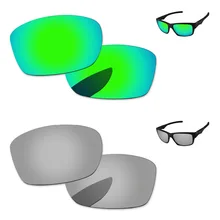 Хромированные серебряные и зеленые 2 пары зеркальные поляризованные Сменные линзы для Юпитера квадратные солнечные очки Рамка UVA и UVB Защита