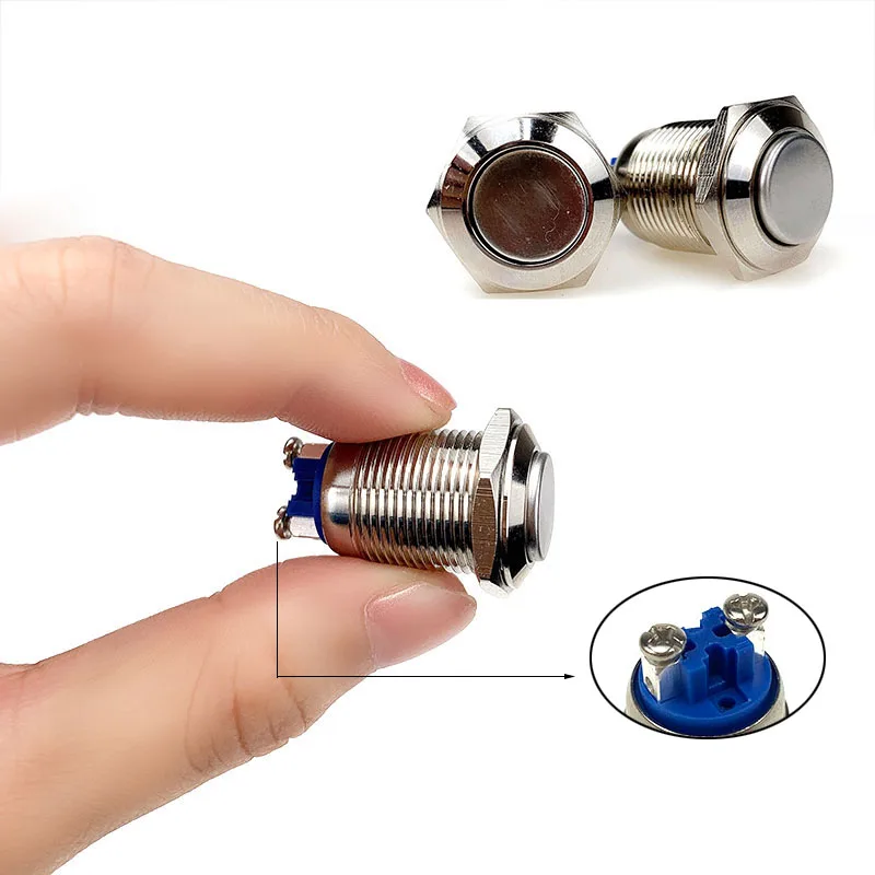 

16mm IP67 Metal Push Button Switch Waterproof Nickel Plated Brass Self-reset Momentary Locking Latching NO High/Flat Round