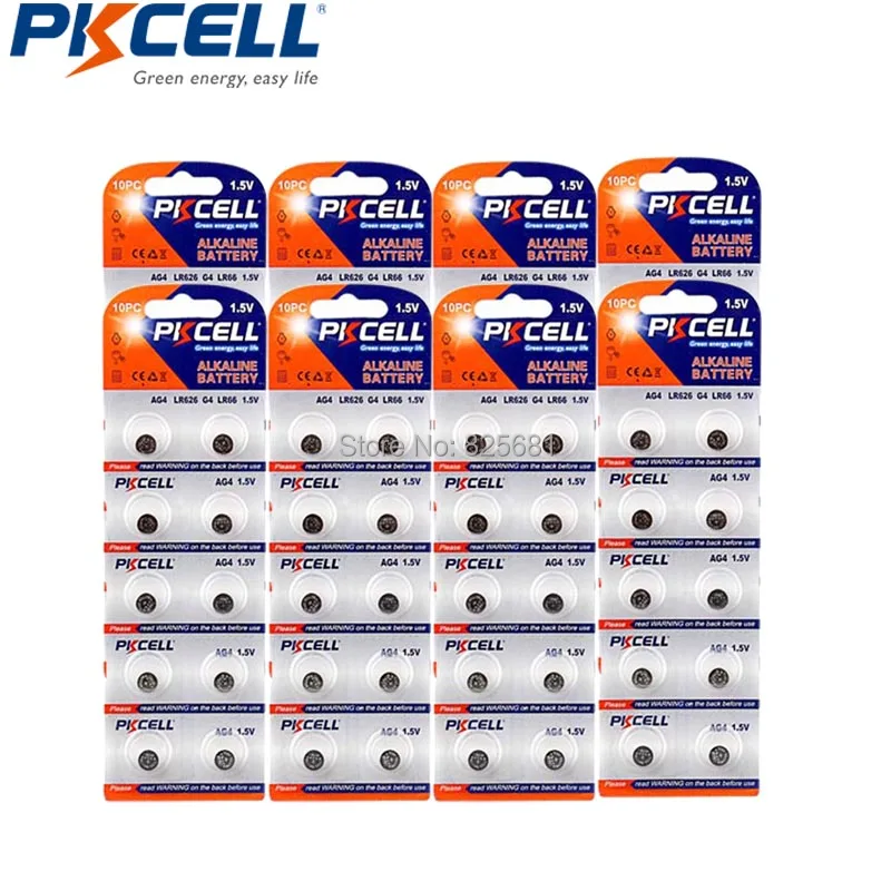 

80Pcs PKCELL AG4 Alkaline Battery 377A 377 LR626 SR626SW SR66 LR66 1.5V Button Cell Coin Batteries For Watch Calculators