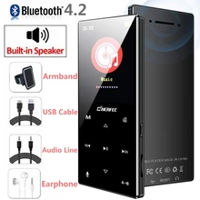 MP3-плеер Bluetooth 4,2 с сенсорным экраном 1,8 дюйма без потерь Музыкальный плеер с fm-радио, рекордер, поддержка sd-карты до 128 г