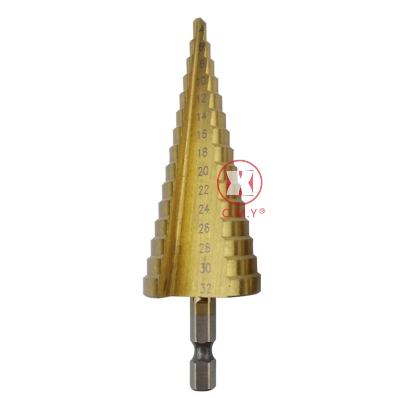 

OMY Titanium Coated 15 Step Drill Cone Drill Bits 4-32mm HSS 4241 Wood Metal Drilling Tool