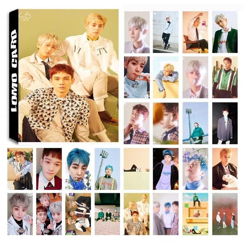 

New 30Pcs/set KPOP EXO CBX CHEN Team Album Blooming Days HD Photo Card PVC Self Made LOMO Photocard