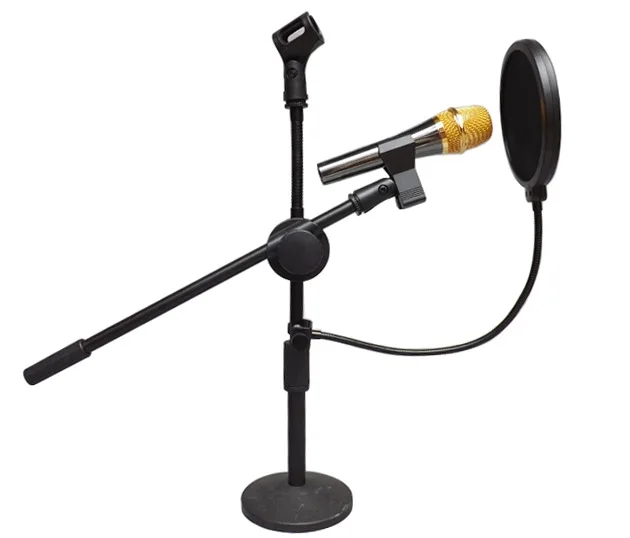 Профессиональный микрофон, поп-фильтр с двойной сеткой ветровое стекло студийное оборудование для записи с гибкий держатель Gooseneck