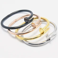 

High Quality 316L Stainless Steel Nail Bracelet Men Women Fashion Love Gift Bracelet Titanium Bangle Pulseiras Cuff Bangle box