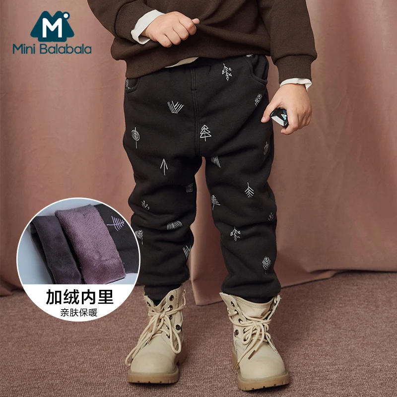 

Mini Balabala Toddler Girl Pants Solid Casual Kids Trousers Baby Pants Leggings 2018 warm cotton thicken winter warm